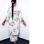 Minimalist Charcoal Bloom Two-Piece Set – Women’s Elegant Floral Tunic & Wide-Leg Trouser Suite - Image 3