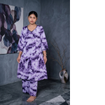 Minimalist Charcoal Bloom Two-Piece Set – Women’s Elegant Floral Tunic & Wide-Leg Trouser Suite