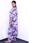Minimalist Charcoal Bloom Two-Piece Set – Women’s Elegant Floral Tunic & Wide-Leg Trouser Suite - Image 2